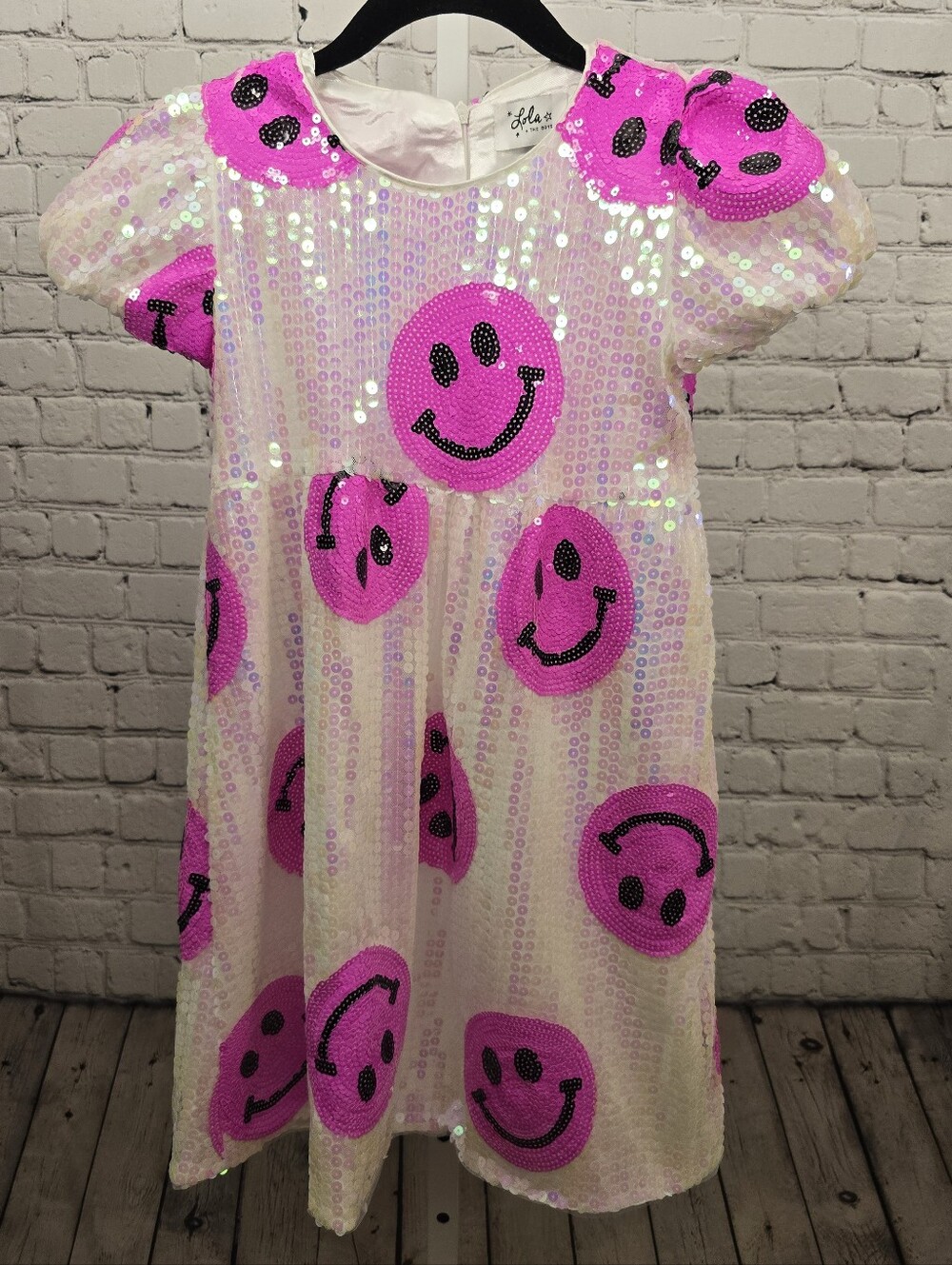 Lola + The Boys - Girls Pinkie Happy Emoji Dress